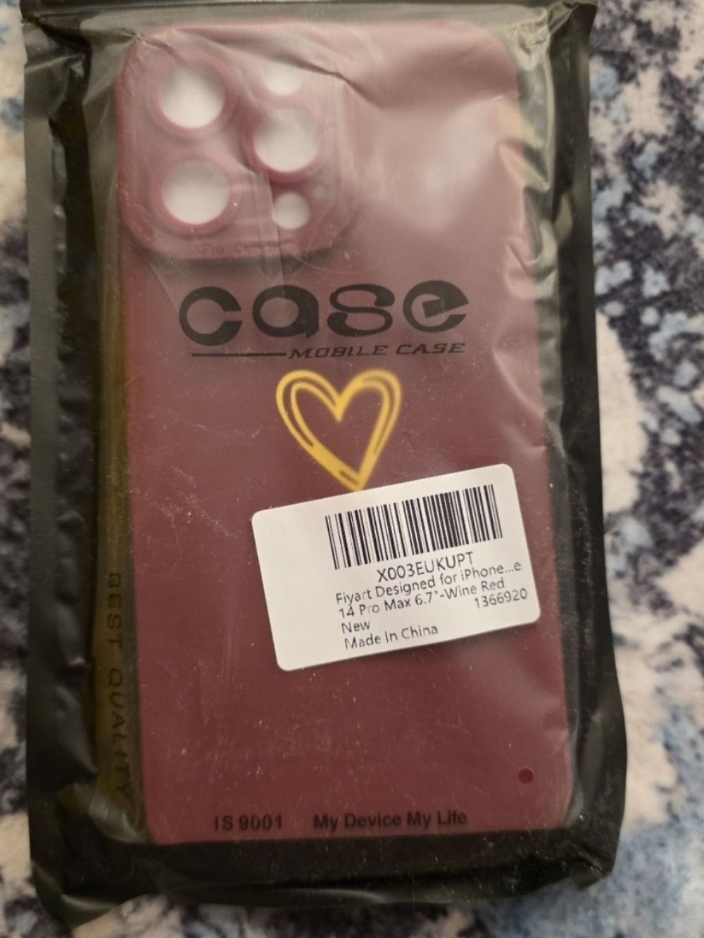 💥💥5 For $25💥💥 Wine Red iPhone 14 Pro Max Case with Yellow Heart